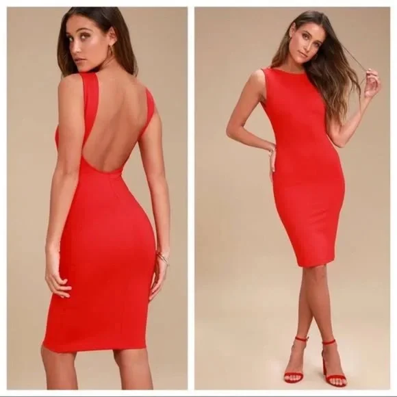 Lulus Like a lady backless midi dress red size large - Picture 2 of 5